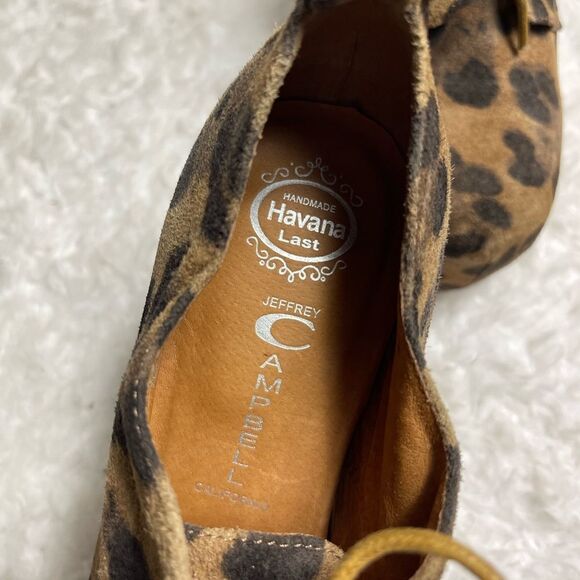 Jeffrey Campbell leather suede leopard prints platform heels lace up shoes SZ8.5 - Picture 7 of 11
